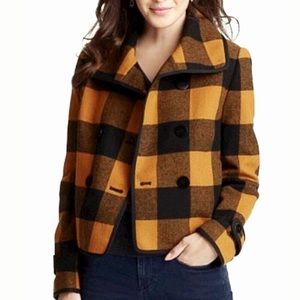 LOFT Wool Buffalo Check Swing Coat